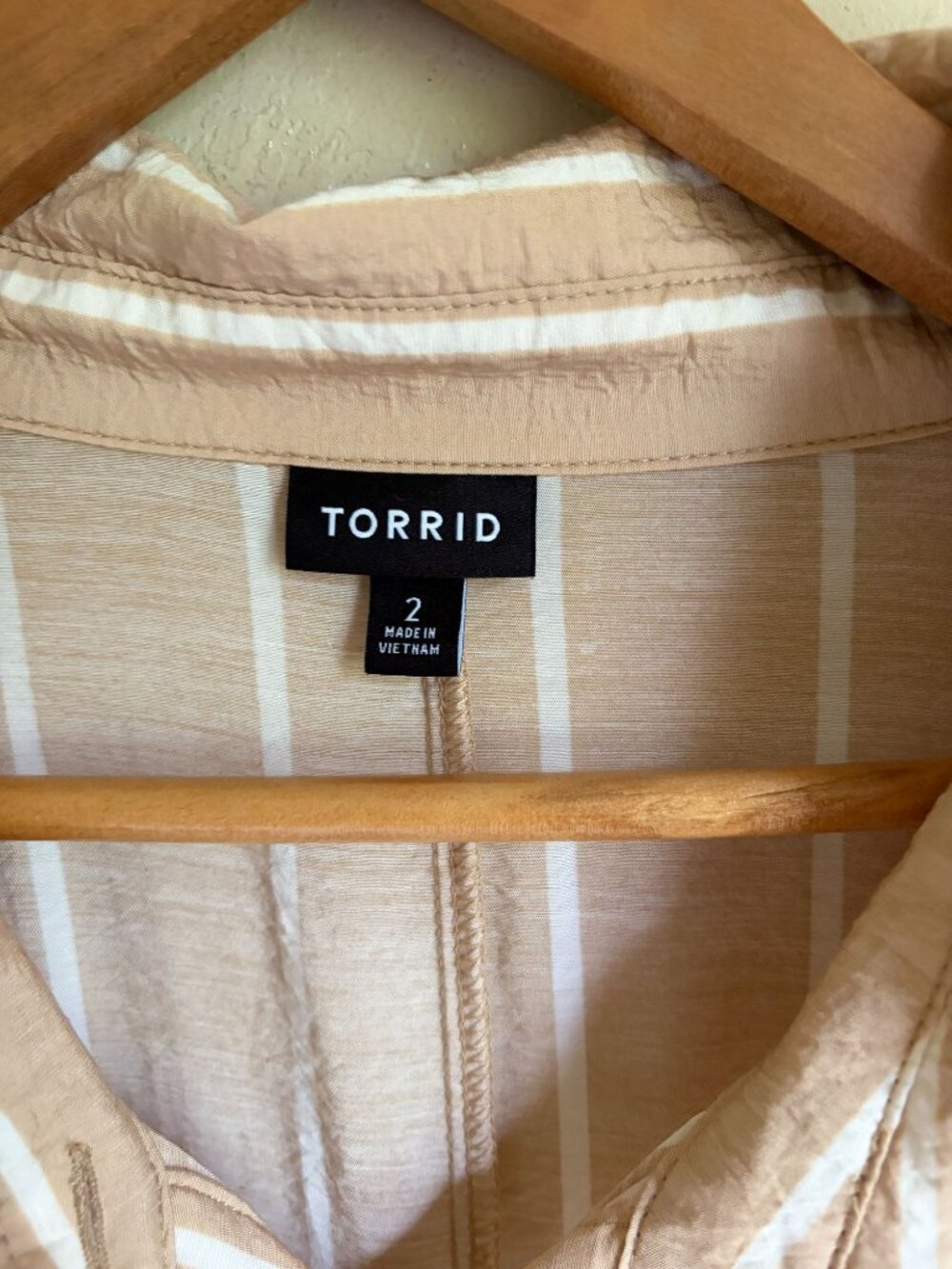 torrid Beige & White Striped Midi Shirt Dress with Tie Waist - Picture 11 of 12